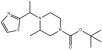 3-甲基-4-(1-噻唑-2-基-乙基)-哌嗪-1-羧酸叔丁酯 结构式