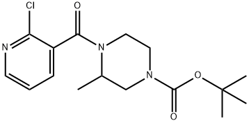 4-(2-氯-吡啶-3-羰基)-3-甲基哌嗪-1-羧酸叔丁基酯 结构式