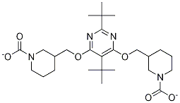 3,3'-(嘧啶-4,6-二基双(氧))双(亚甲基二羰基)二哌啶-1-羧酸乙酯 结构式