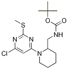 [1-(6-氯-2-甲硫基-嘧啶-4-基)-哌啶-2-基甲基]-氨基甲酸叔丁基酯 结构式