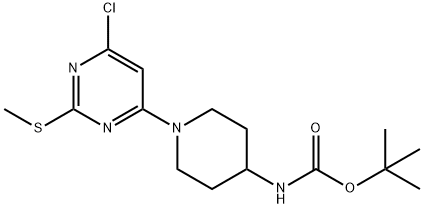 [1-(6-氯-2-甲硫基-嘧啶-4-基)-哌啶-4-基]-氨基甲酸叔丁基酯 结构式