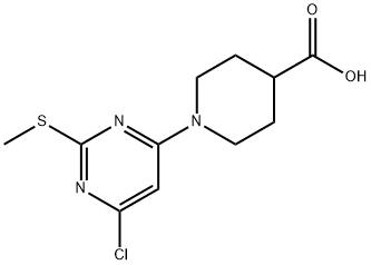 1-(6-氯-2-甲硫基-嘧啶-4-基)-哌啶-4-羧酸 结构式