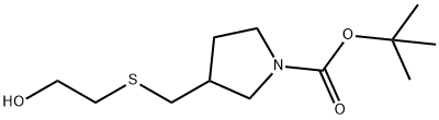 3-(2-羟基-乙基硫基甲基)-吡咯烷-1-羧酸叔丁酯 结构式