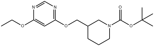 3-(6-乙氧基-嘧啶-4-基氧基甲基)-哌啶-1-羧酸叔丁基酯 结构式