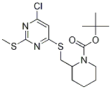 2-(6-Chloro-2-Methylsulfanyl-pyriMi
din-4-ylsulfanylMethyl)-piperidine-
1-carboxylic acid tert-butyl ester 结构式