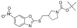 3-(6-Nitro-benzooxazol-2-ylsulfanyl
Methyl)-pyrrolidine-1-carboxylic ac
id tert-butyl ester 结构式