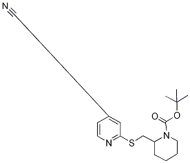 2-(4-Cyano-pyridin-2-ylsulfanylMeth
yl)-piperidine-1-carboxylic acid te
rt-butyl ester 结构式