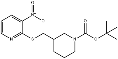 3-(3-硝基吡啶-2-基硫烷基甲基)-哌啶-1-羧酸叔丁基酯 结构式