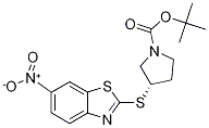 (S)-3-(6-Nitro-benzothiazol-2-ylsul
fanyl)-pyrrolidine-1-carboxylic aci
d tert-butyl ester 结构式