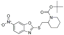 2-(6-Nitro-benzooxazol-2-ylsulfanyl
Methyl)-piperidine-1-carboxylic aci
d tert-butyl ester 结构式