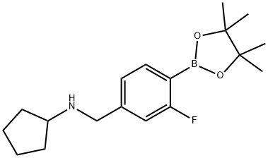 N-(3-Fluoro-4-(4,4,5,5-tetramethyl-1,3,2-dioxaborolan-2-yl)benzyl)cyclopentanamine 结构式