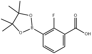 2-Fluoro-3-(tetramethyl-1,3,2-dioxaborolan-2-yl)benzoic acid 结构式