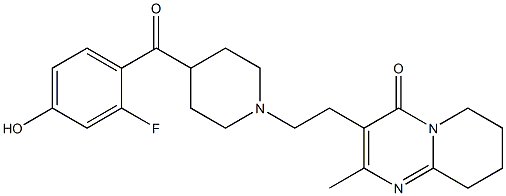 3-[2-[4-(2-Fluoro-4-hydroxybenzoyl)-1-piperidinyl]ethyl]-6,7,8,9-tetrahydro-2-Methyl-4H-pyrido[1,2-a]pyriMidin-4-one 结构式