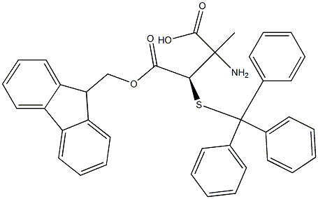 (R)-FMoc-2-aMino-2-Methyl-3-tritylsulfanyl-propionic acid 结构式