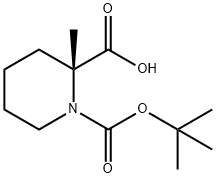 (R)-1-(叔丁氧基羰基)-2-甲基哌啶-2-甲酸 结构式