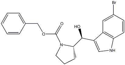 (S)-2-((S)-(5-溴-1H-吲哚-3-基)(羟基)甲基)吡咯烷-1-甲酸苄酯 结构式