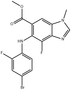 5-((4-溴-2-氟苯基)氨基)-4-氟-1-甲基-1H-苯并[D]咪唑-6-甲酸甲酯 结构式