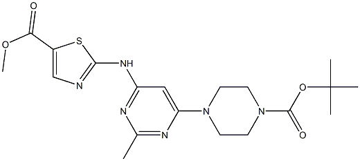 Methyl 2-(6-(4-(tert-butoxycarbonyl)piperazin-1-yl)-2-MethylpyriMidin-4-ylaMino)thiazole-5-carboxylate 结构式