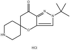 2'-(叔丁基)-2'H-螺[哌啶-4,5'-吡喃并[3,2-C]吡唑]-7'(6'H)-酮盐酸盐 结构式