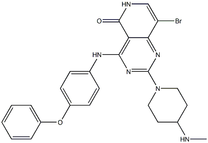 8-BroMo-2-(4-(MethylaMino)piperidin-1-yl)-4-((4-phenoxyphenyl)aMino)pyrido[4,3-d]pyriMidin-5(6H)-one 结构式