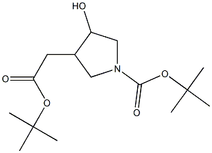 tert-butyl 3-((tert-butoxycarbonyl)Methyl)-4-hydroxypyrrolidine-1-carboxylate 结构式