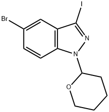 5-broMo-3-iodo-1-(tetrahydro-2H-pyran-2-yl)-1H-indazole 结构式