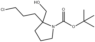 2-(3-氯丙基)-2-(羟基甲基)吡咯烷-1-羧酸叔丁酯 结构式