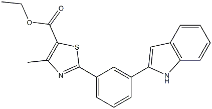 2-[3-(2-吲哚基)苯]-4-甲基噻唑-5-甲酸乙酯,97% 结构式