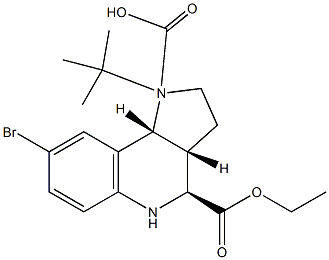 (3AR,4S,9BR)-1-TERT-BUTYL 4-ETHYL 8-BROMO-3,3A,4,5-TETRAHYDRO-1H-PYRROLO[3,2-C]QUINOLINE-1,4(2H,9BH)-DICARBOXYLATE 结构式