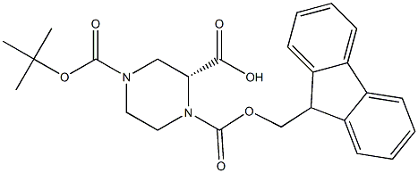 (R)-1-FMOC-4-BOC-PIPERAZINE-2-CARBOXYLIC ACID 结构式