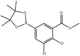 Methyl 2,3-dichloro-5-(4,4,5,5-tetramethyl-1,3,2-dioxaborolan-2-yl)benzoate 结构式