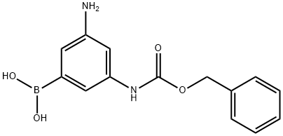 3-氨基-5-(苄氧羰基氨基)苯基硼酸 结构式