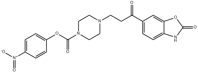 4-nitrophenyl 4-(3-oxo-3-(2-oxo-2,3-dihydrobenzo[d]oxazol-6-yl)propyl)piperazine-1-carboxylate 结构式