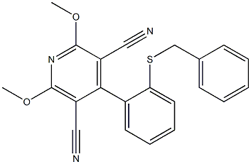 4-(2-(benzylthio)phenyl)-2,6-diMethoxypyridine-3,5-dicarbonitrile 结构式