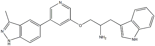 1-(1H-Indol-3-ylMethyl)-2-[5-(3-Methyl-1H-indazol-5-yl)-pyridin-3-yloxy]-ethylaMine 结构式