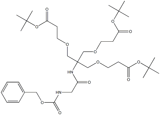 tert-butyl 8,8-bis((3-tert-butoxy-3-oxopropoxy)Methyl)-3,6-dioxo-1-phenyl-2,10-dioxa-4,7-diazatridecan-13-oate 结构式