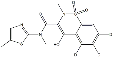 4-Hydroxy-N,2-diMethyl-N-(5-Methyl-2-thiazolyl)- 2H-1,2-benzothiazine-
3-carboxaMide-d3 1,1-Dioxide 结构式