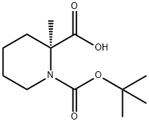 (S)-1-(叔丁氧基羰基)-2-甲基哌啶-2-甲酸 结构式