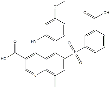 6-((3-羧基苯基)磺酰基)-4-((3-甲氧基苯基)氨基)-8-甲基喹啉-3-羧酸 结构式