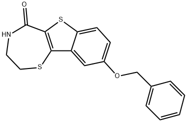 3,4-Dihydro-9-benzyloxy-[1]benzothieno[2,3-f]-1,4-thiazepin-5(2H)-one 结构式