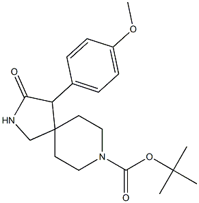 tert-butyl 4-(4-Methoxyphenyl)-3-oxo-2,8-diazaspiro[4.5]decane-8-carboxylate 结构式