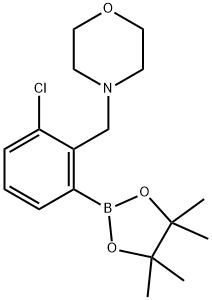 4-(2-氯-6-(4,4,5,5-四甲基-1,3,2-二氧硼杂环戊烷-2-基)苯基)吗啉 结构式