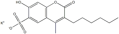 3-n-Hexyl-7-hydroxy-4-methyl-coumarinyl-6-sulfonic acid potassium salt 结构式