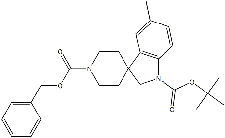 1'-benzyl 1-tert-butyl 5-Methylspiro[indoline-3,4'-piperidine]-1,1'-dicarboxylate 结构式