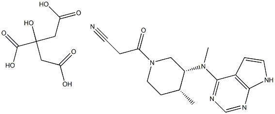 3-((3R,4R)-4-Methyl-3-(Methyl(7H-pyrrolo[2,3-d]pyriMidin-4-yl)aMino)piperidin-1-yl)-3-oxopropanenitrile 2-hydroxypropane-1,2,3-tricarboxylate 结构式