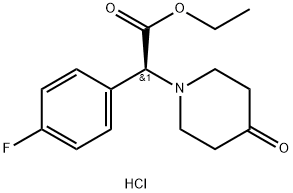 (S)-(4-氟-苯)-(4-氧-哌啶-1-基)乙酸乙酯盐酸盐 结构式