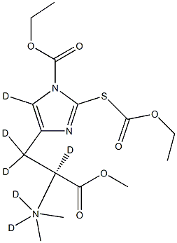 1-(Ethoxycarbonyl)-2-[(ethoxycarbonyl)thio]-N,N-diMethyl-L-histidine-d6 Methyl Ester 结构式