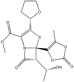 (5S,6R)-(5-甲基-2-氧代-1,3-二氧杂-4-基)甲基6-(((S)-1-羟乙基)-7-氧代-3-((R)-四氢呋喃-2-基)-4-硫杂-1-氮杂双环[3.2.0]庚-2-烯-2-羧酸酯 结构式