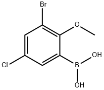 3-溴-5-氯-2-甲氧基苯基硼酸 结构式