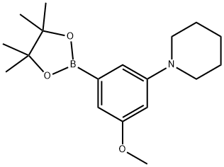 1-[3-Methoxy-5-(tetramethyl-1,3,2-dioxaborolan-2-yl)phenyl]piperidine 结构式